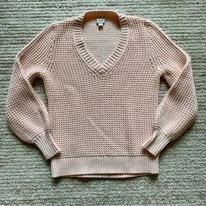 J Crew Factory Waffle Texture Sweater Baby Pink 100% Cotton Size Medium
